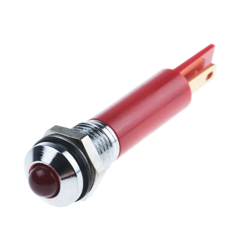 RS PRO Red Panel Mount Indicator, 12V DC, 20mA, IP67, Silver Prominent Bezel 838-5526