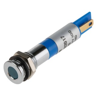 RS PRO Blue Panel Mount Indicator 24V dc 20mA Solder Lug Termination IP67 Flush Bezel 838-5598