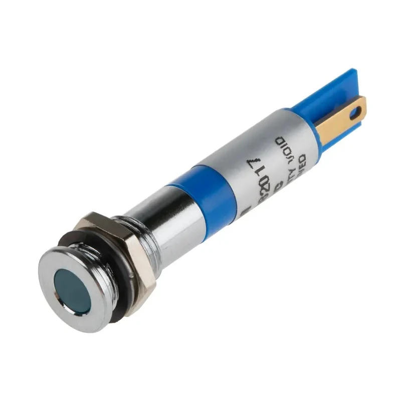 RS PRO Blue Panel Mount Indicator 24V dc 20mA Solder Lug Termination IP67 Flush Bezel 838-5598