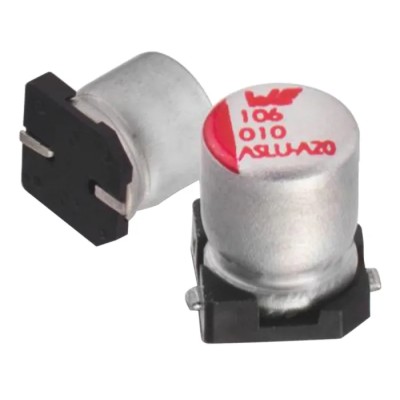 Wurth Elektronik 220 nF 50V DC Cylindrical Can Surface Mount Aluminium Capacitor WCAP-ASLU 865090640002