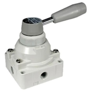 SMC Lever Pneumatic Manual Control Valve Series, 1/4 in NPT, 4/3 Function, Die Cast Aluminium Body, 1 Mpa Max VH200