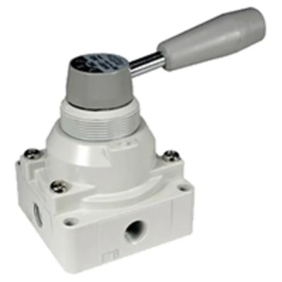 SMC Lever Pneumatic Manual Control Valve Series, 1/4 in NPT, 4/3 Function, Die Cast Aluminium Body, 1 Mpa Max VH200