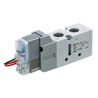SMC Pneumatic Solenoid Valve, 5 Ports, Rc 1/4 Thread, 24V DC, 0.7 Mpa Pressure, VF3000 Series 