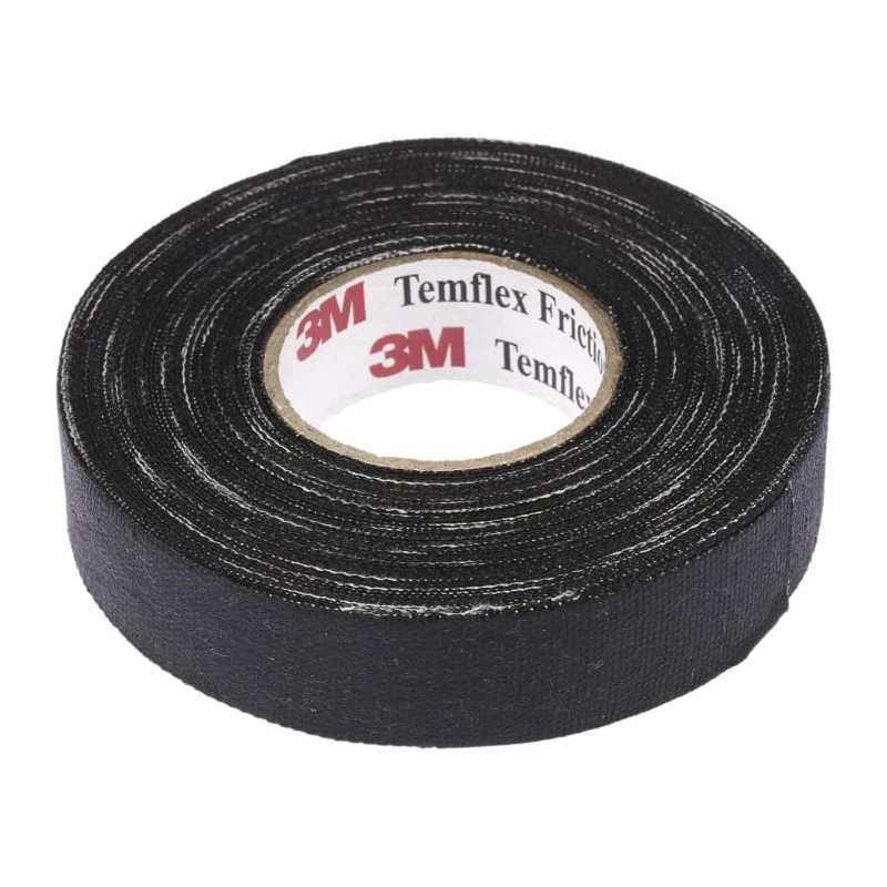 3M 4910F Temflex 1755 Black Cloth Tape, Rubber Finish, 19.1mm Width x 18m Length 1755-3/4X60FT