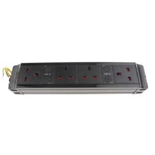 RS PRO 4 Gang Socket Bar, 0.15m Cable Type G Fused, Black, Switchable, 230 V 4 Port 839-9787