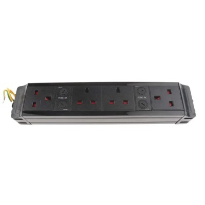 RS PRO 4 Gang Socket Bar, 0.15m Cable Type G Fused, Black, Switchable, 230 V 4 Port 839-9787