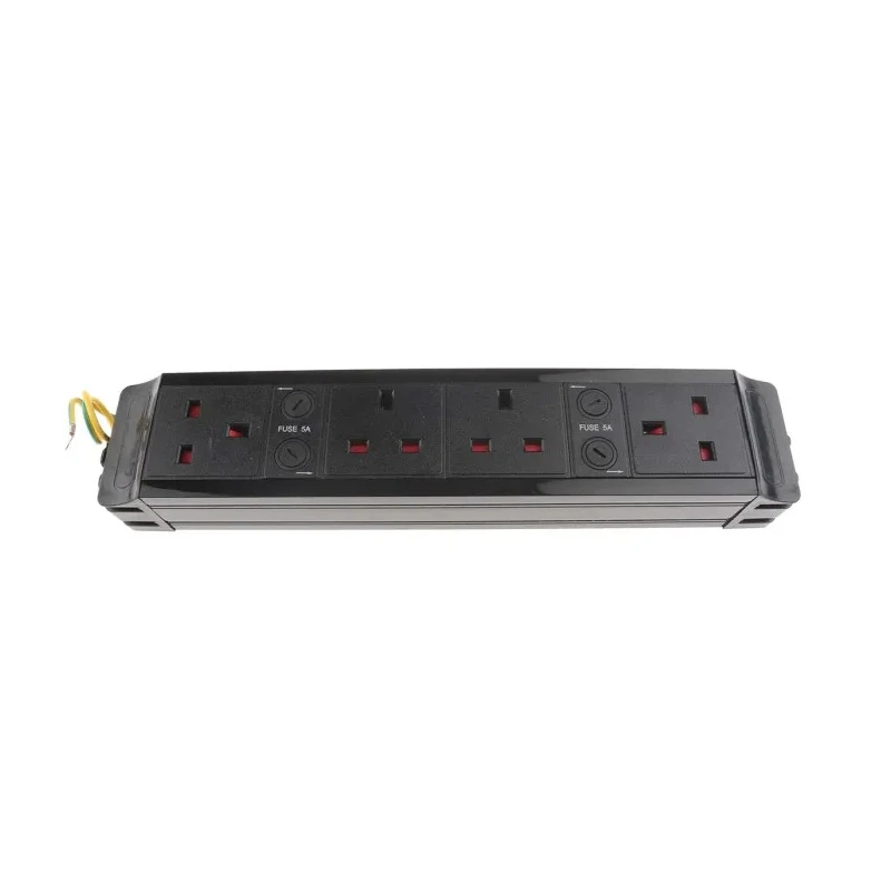 RS PRO 4 Gang Socket Bar, 0.15m Cable Type G Fused, Black, Switchable, 230 V 4 Port 839-9787