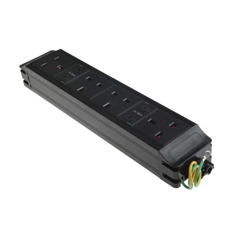 RS PRO 4 Gang Socket Bar, 0.15m Cable Type G Fused, Black, Switchable, 230 V 4 Port 839-9787