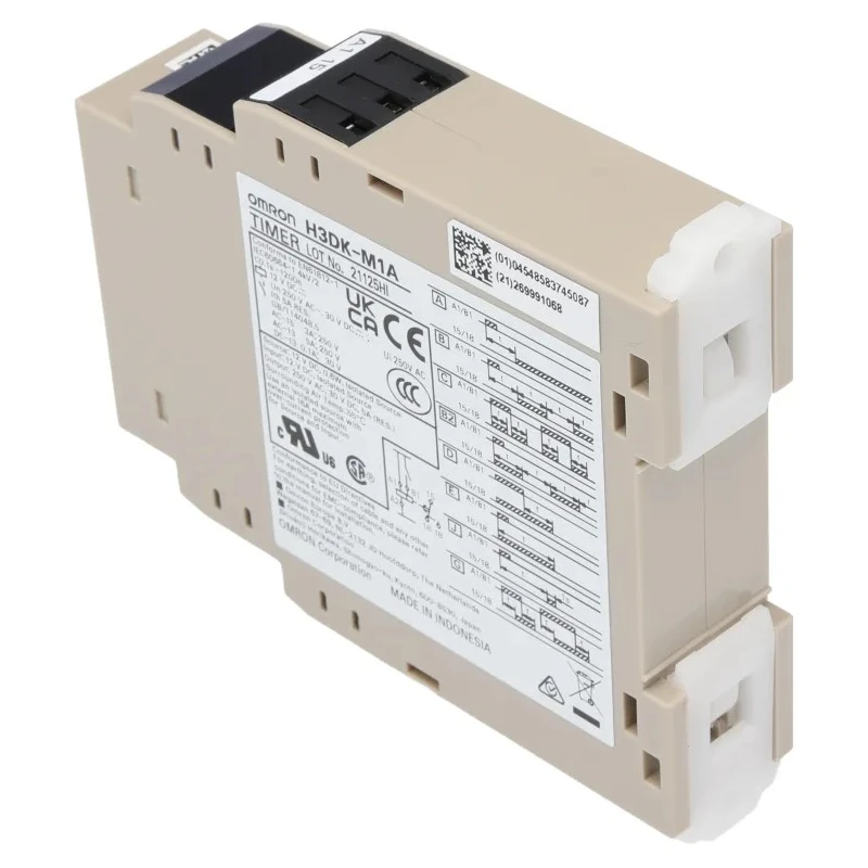 Omron H3DK Series DIN Rail Timer Relay, 1-Contact, 12 V DC, 0.1 s to 1200 h Time Range, Multifunction SPDT Switch 