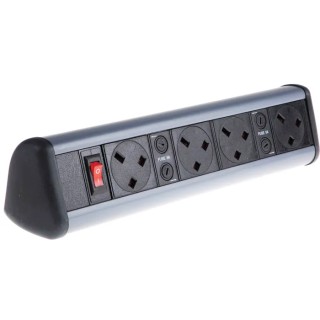 RS PRO 4 Gang Extension Lead 0.5m Cable Type G, Corded, Switchable, Grey and Black 839-9799