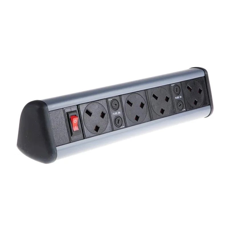 RS PRO 4 Gang Extension Lead 0.5m Cable Type G, Corded, Switchable, Grey and Black 839-9799