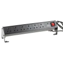 RS PRO 16A 6 Gang Power Distribution Unit Power Strip with 3m Cable Type G Surge Protection 839-9800