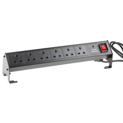 RS PRO 16A 6 Gang Power Distribution Unit Power Strip with 3m Cable Type G Surge Protection 839-9800