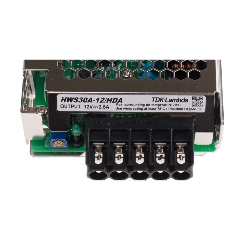 TDK-Lambda Heavy Duty Switching Power Supply 12V DC Output, 30W Power, Universal Input 85-265V AC, Model HWS-30A-12/HD/A