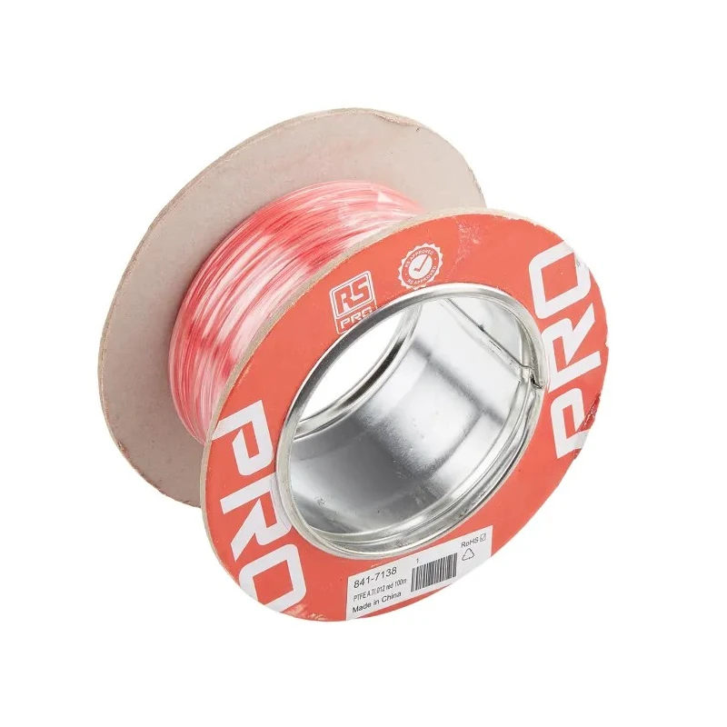 RS PRO Red 0.08 mm² 28 AWG Hook Up Wire, 7/0.12 mm Core Strands, 100 m Length, 300 V, Polytetrafluoroethylene 841-7138