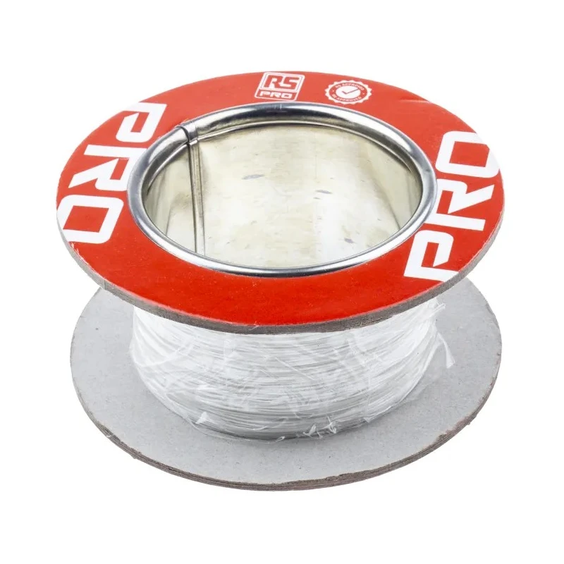 RS PRO White 0.08 mm² Hook Up Wire 28 AWG 7 x 0.12 mm Silver Plated Copper Conductor Polytetrafluoroethylene Jacket 841-7147