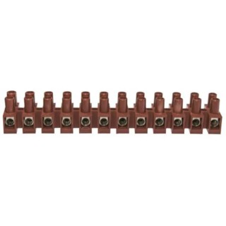 RS PRO Non-Fused Terminal Block 12-Way 12AWG Wire 32A Screw Termination 450V Dark Brown 840-7941