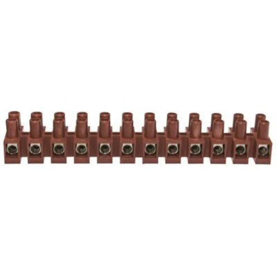 RS PRO Non-Fused Terminal Block 12-Way 12AWG Wire 32A Screw Termination 450V Dark Brown 840-7941