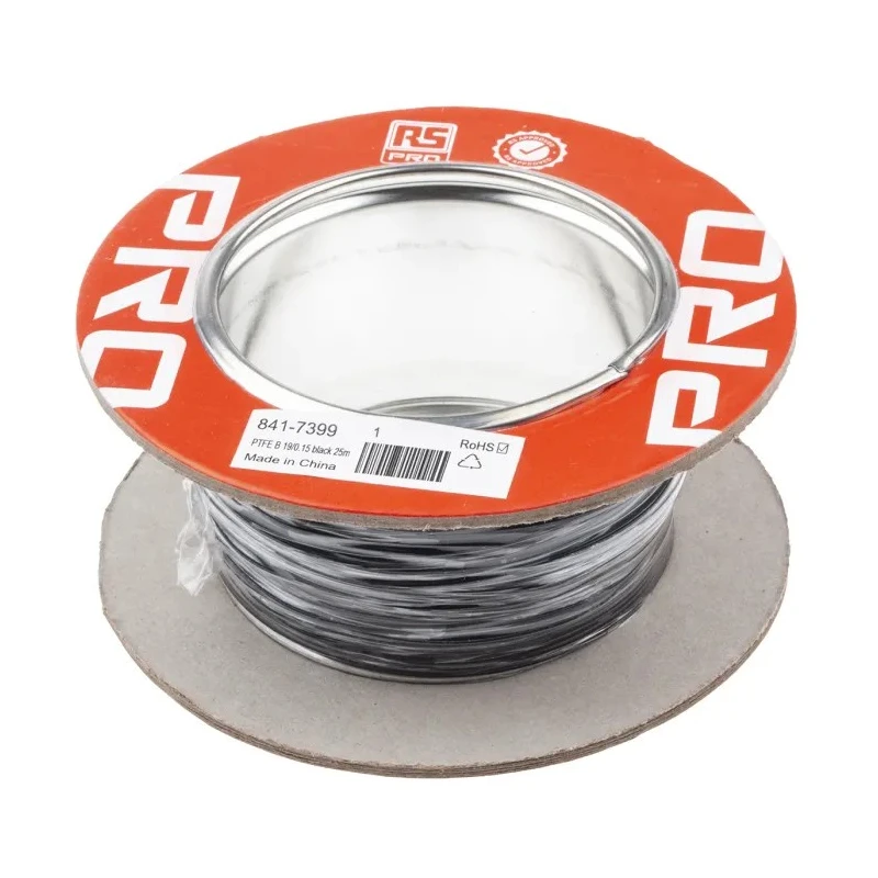 RS PRO Black 0.34 mm² Hook Up Wire, 22 AWG, 19x0.15 mm Strands, 25 m Length, Silver Plated Copper Conductor 841-7399