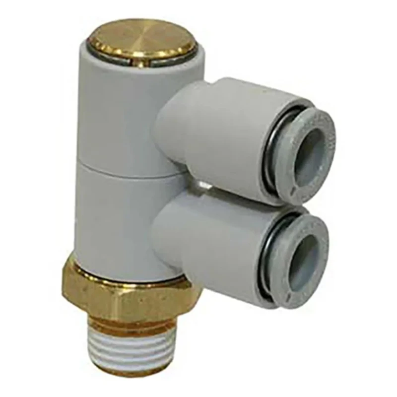 SMC KQ2 Series Pneumatic Fitting Male R 3/8 in Threaded-to-Tube Push-in 3mm 90° Elbow KQ2VD08-03AS