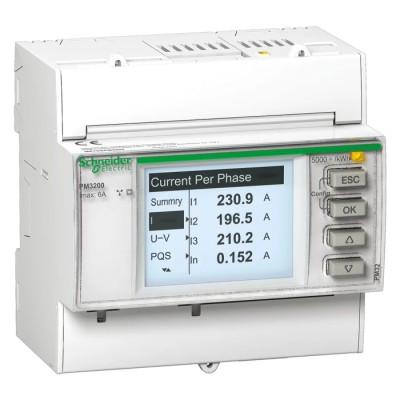 Schneider Electric 1, 3 Phase LCD Energy Meter METSEPM3200, ±0.3% Accuracy, Pulse Output, RoHS Certified