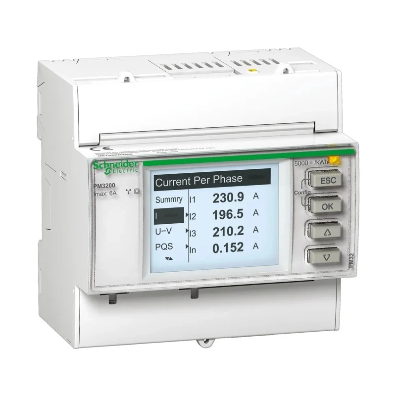 Schneider Electric 1, 3 Phase LCD Energy Meter METSEPM3200, ±0.3% Accuracy, Pulse Output, RoHS Certified