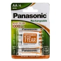 Panasonic AA Nickel Metal Hydride Rechargeable Battery 1 Ah 1.2 V Pack of 4 HHR-3LVE/4BC