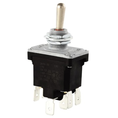 Honeywell Technologies Toggle Switch, Panel Mount, On-Off-On, DPDT, Tab Terminal, 18A, 277V AC, IP68/IP67, Series NT 2NT91-7