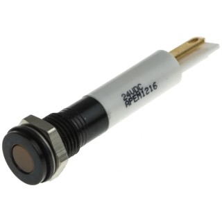 RS PRO Orange Panel Mount Indicator, 21.6V dc, 26.4 V dc, 20mA, IP67 Protection, Flush Bezel 843-2506