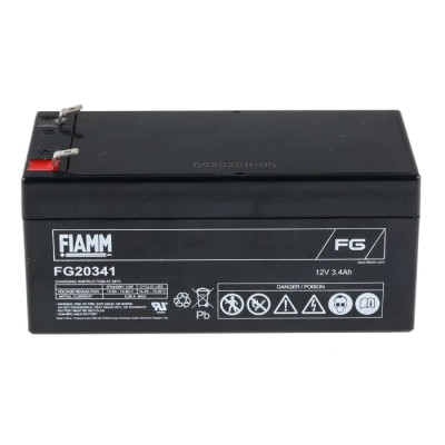 Fiamm Sealed Lead Acid Battery 12 V, 3.4 Ah, Faston F1 Termination, AGM Construction FG20341