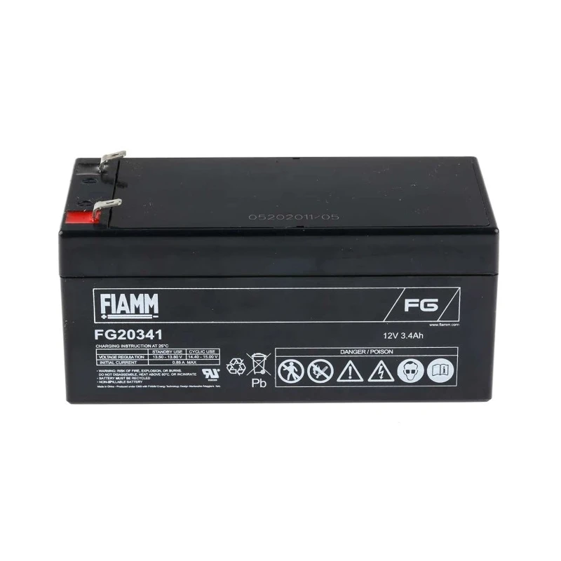 Fiamm Sealed Lead Acid Battery 12 V, 3.4 Ah, Faston F1 Termination, AGM Construction FG20341