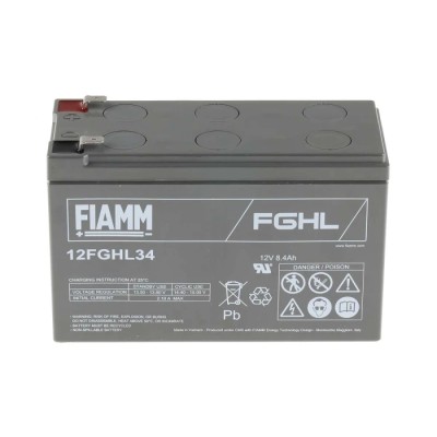 Fiamm 12 V Faston F2 Sealed Lead Acid Battery 8.4 Ah AGM Flame Resistant Cyclic Application 12FGHL34