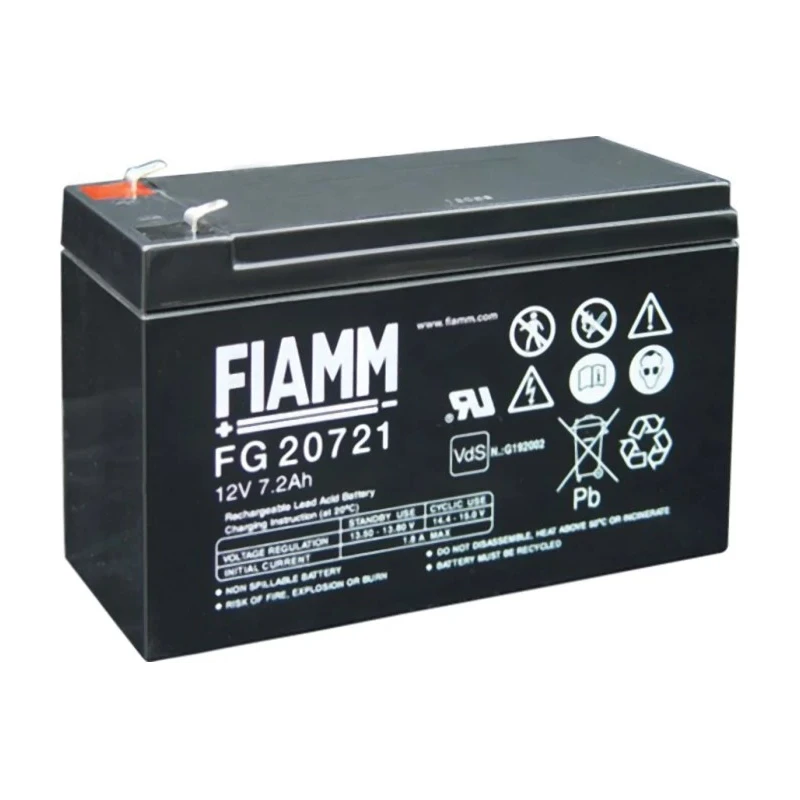 Fiamm 6 V Sealed Lead Acid Battery 7.2 Ah AGM Construction Faston F1 Termination FG10721