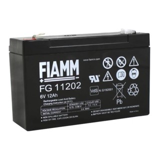 Fiamm Sealed Lead Acid Battery 6 V 12 Ah AGM Faston F2 Termination FG11202