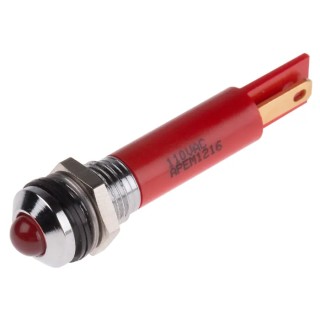 RS PRO Red Panel Mount Indicator 110V AC 6mA IP67 Prominent Bezel IP67