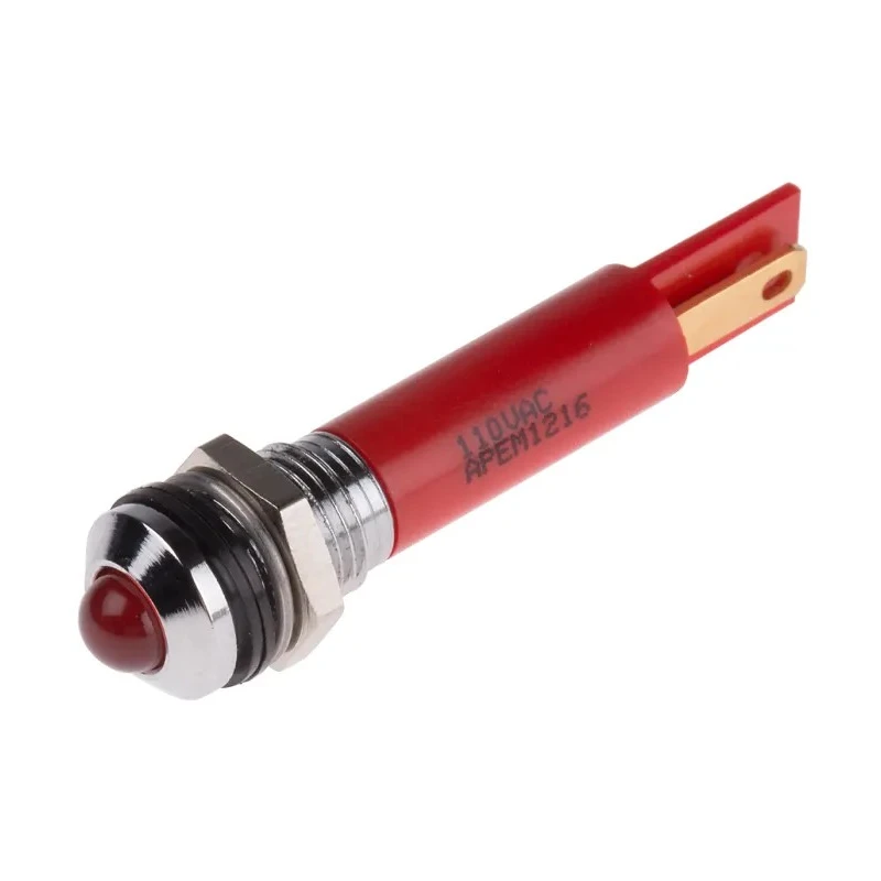 RS PRO Red Panel Mount Indicator 110V AC 6mA IP67 Prominent Bezel IP67