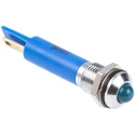 RS PRO Blue Panel Mount Indicator 110V AC 6mA IP67 Prominent Bezel Silver 28.9mm IP67