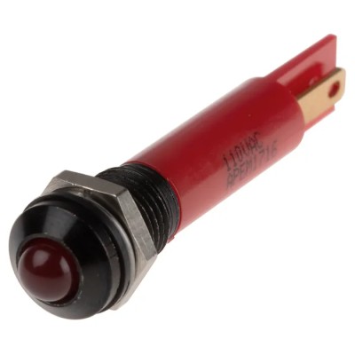 RS PRO Red Panel Mount Indicator 110V AC 6mA IP67 Prominent Bezel IP67