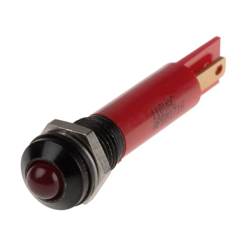 RS PRO Red Panel Mount Indicator 110V AC 6mA IP67 Prominent Bezel IP67