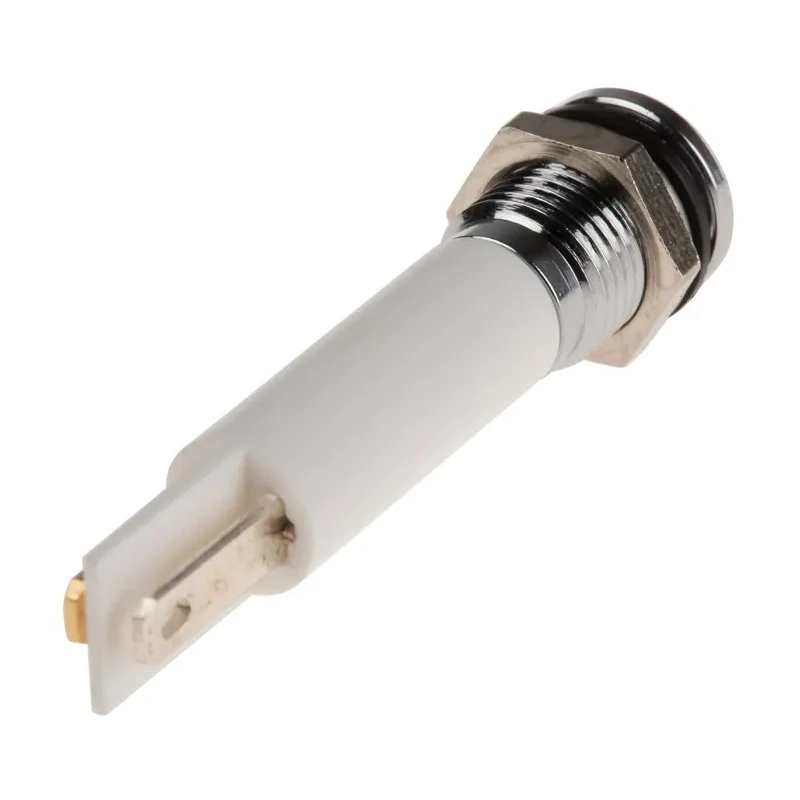 RS PRO Orange Panel Mount Indicator, 110V AC, 6mA, IP67 Sealed, Silver Prominent Bezel 846-2718