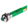 RS PRO Green Panel Mount Indicator Prominent Bezel Silver, 220V AC, 3mA, IP67 846-2825