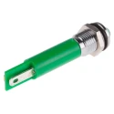RS PRO Green Panel Mount Indicator Prominent Bezel Silver, 220V AC, 3mA, IP67 846-2825