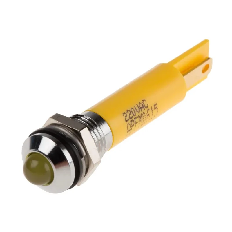 RS PRO Yellow Panel Mount Indicator 220V AC 3mA IP67 Prominent Bezel 846-2829
