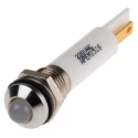 RS PRO White Panel Mount Indicator 220V AC 3mA IP67 Prominent Silver Bezel 846-2835