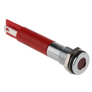RS PRO Red Panel Mount Indicator 220V AC 3mA IP67 Flush Silver Bezel IP67