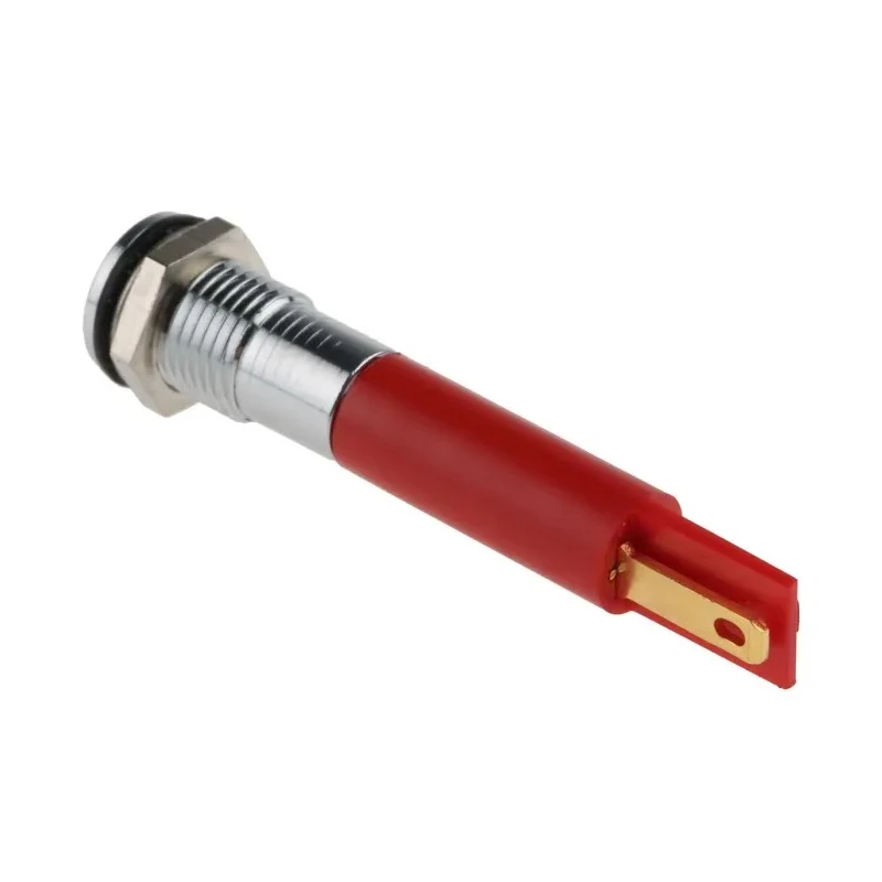 RS PRO Red Panel Mount Indicator 220V AC 3mA IP67 Flush Silver Bezel IP67