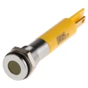 RS PRO Yellow Panel Mount Indicator 220V ac 3mA IP67 Flush Bezel Silver IP67