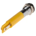 RS PRO Yellow Panel Mount Indicator 220V ac 3mA IP67 Flush Bezel Silver IP67