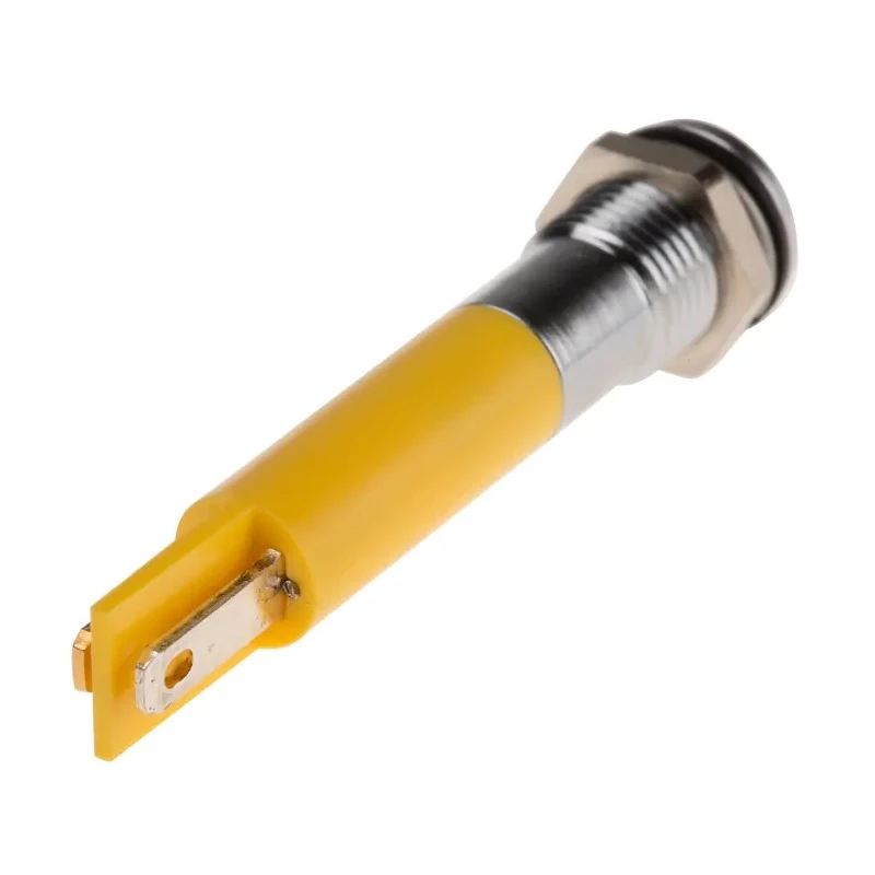 RS PRO Yellow Panel Mount Indicator 220V ac 3mA IP67 Flush Bezel Silver IP67