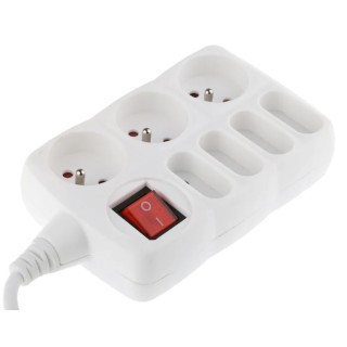 RS PRO 1.5 m 7 Socket USB Type C European Socket Type F German Schuko Extension Lead Power Strip 250V 845-6726